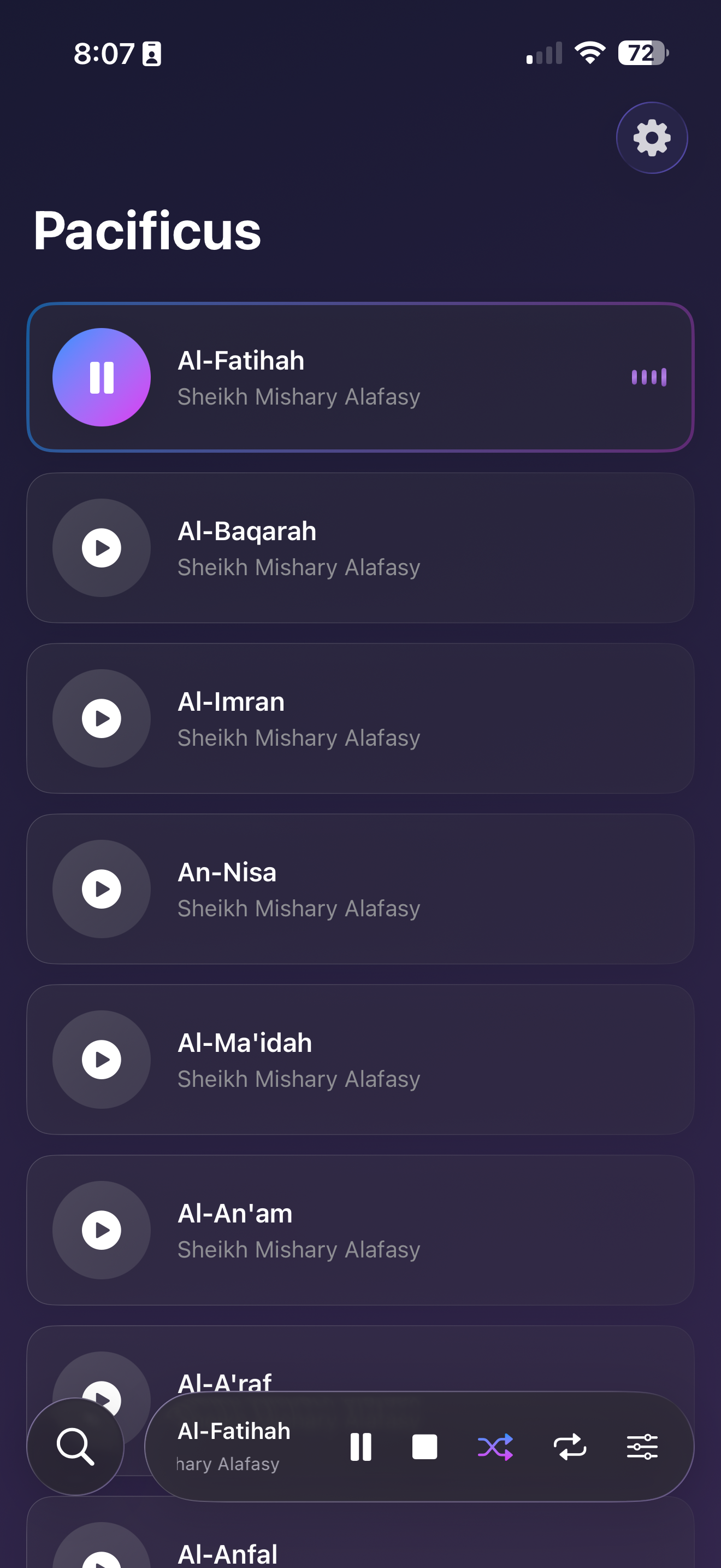 Main Screen - Surah List