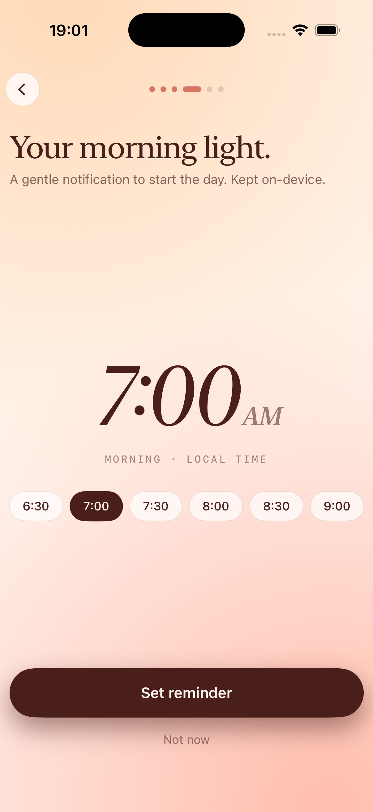 Set morning reminder time