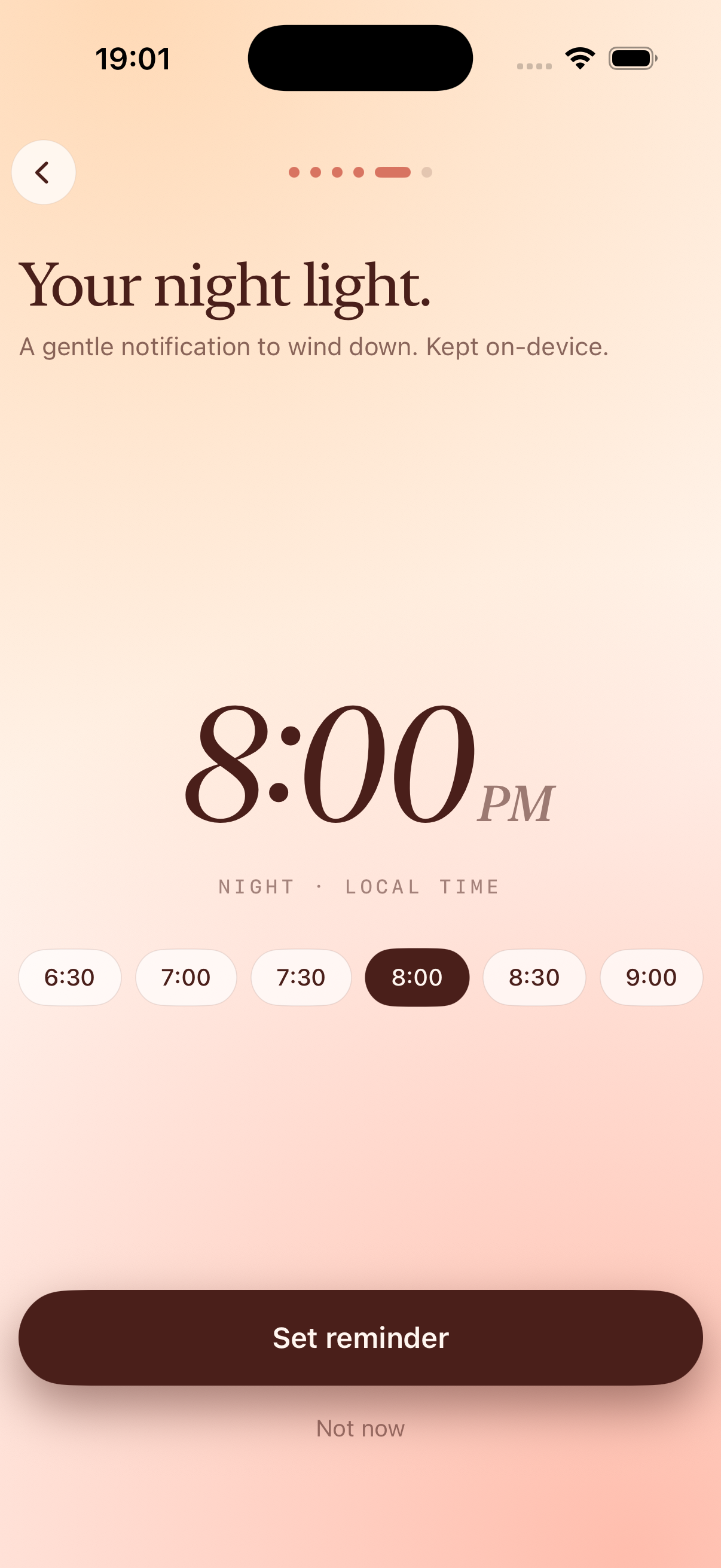 Set night reminder time
